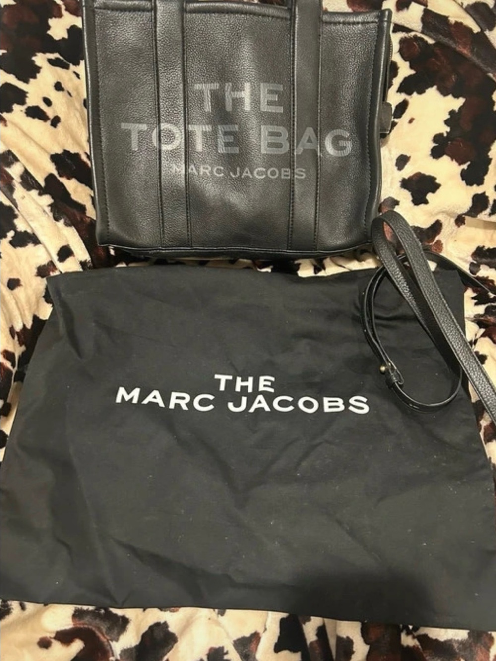 Marc Jacobs Black Leather 'The Tote Bag' Small Crossbody Tote
